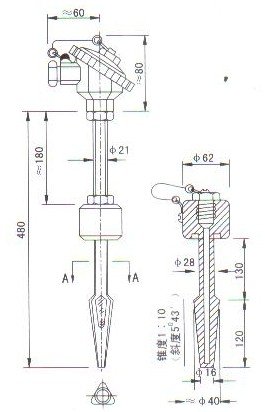 热套式热电偶（热电阻）产品结构图